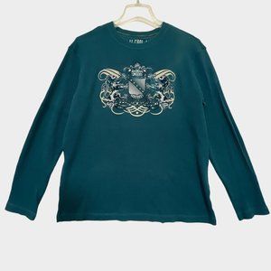 LL Cool J Thermal Waffle Shirt Long Sleeve Pullover Graphic Blue Mens XXL 2XL